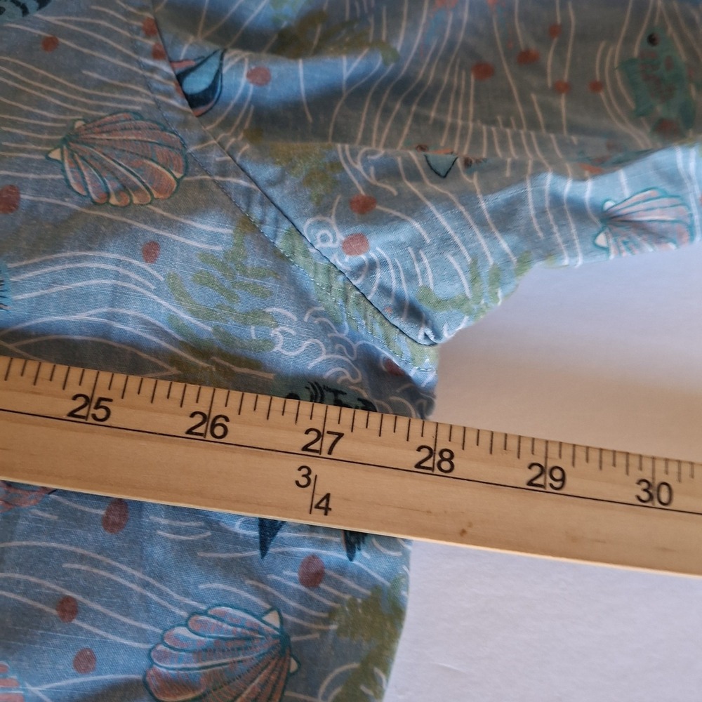 DAVID'S WEAR Men's 2XL Shirt Blue Pink Marine Life Fish Short Sleeve Button Down - Picture 12 of 12